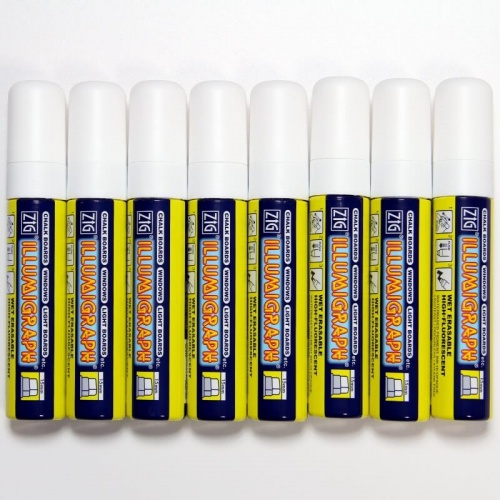 15mm Zig Illumigraph White Chalk Pens - Wet Wipe x 8