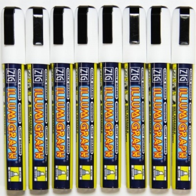 Pack of 8 Illumigraph White Liquid Chalk Pens - 6mm Nib