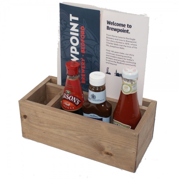 Wooden Condiment Box With 2 Compartments + Menu