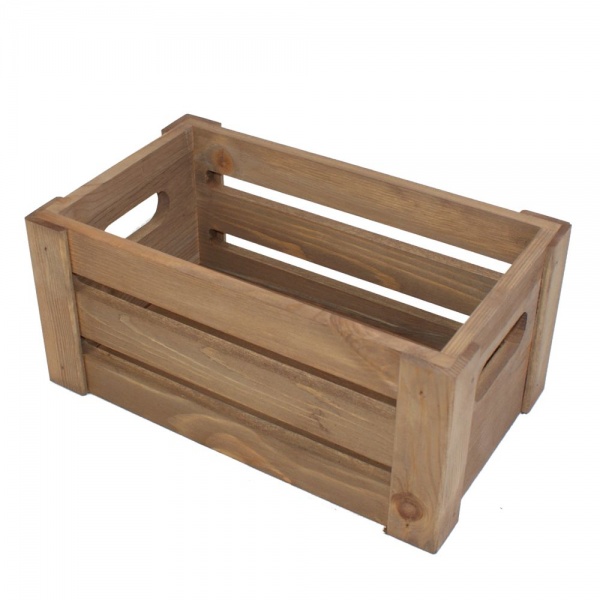 Small Slatted Rustic Display Crate Various Finishes - Braccio.co.uk