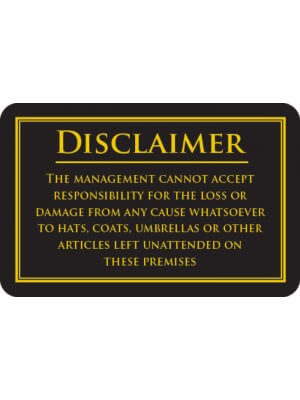Management Disclaimer Sign (110 x 170mm)