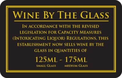 Wine by the Glass 125 - 175ml Sign (110 x 170mm)