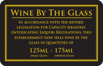 Wine by the Glass 125 - 175ml Sign (110 x 170mm)