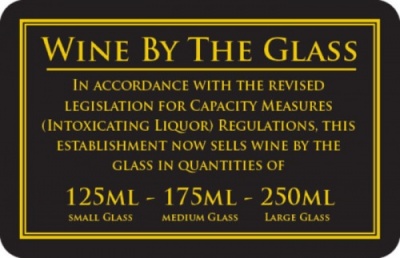 Wine by the Glass 125 - 175 - 250ml Sign (110 x 170mm)