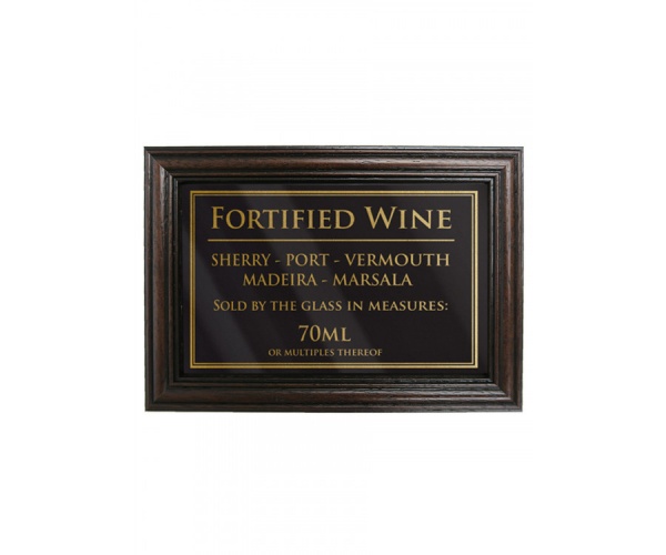 Mahogany Framed Bar Sign Fortified Wine 70ml