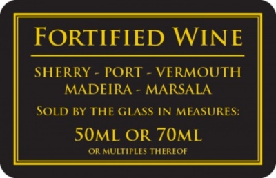 Fortified Wine 50 or 70ml Sign (110 x 170mm)