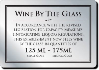 Wine by the Glass 125ml - 175ml Sign (A5 - 210 x 148mm)