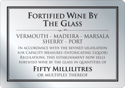 Fortified Wine by the Glass 50 & 70ml Sign (A5 - 210 x 148mm)