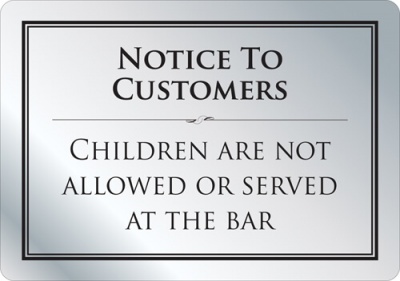 No Children at the Bar Sign (A5 - 210 x 148mm)