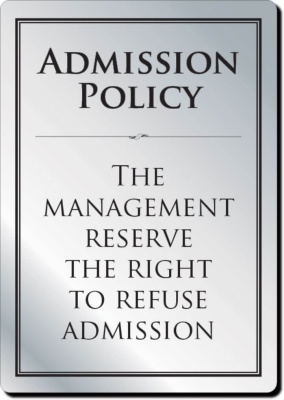 Admission Policy Sign (A4 - 297 x 210mm)