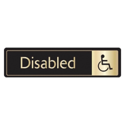 Black & Gold Aluminium Disabled Toilet Printed Aluminium Signs