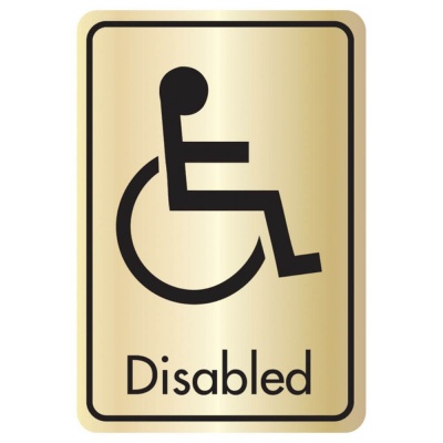 Brushed Gold Engraved Disabled Toilet Signs