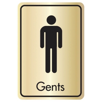 Brushed Gold Engraved Gents Toilet Signs
