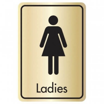 Brushed Gold Engraved Ladies Toilet Signs
