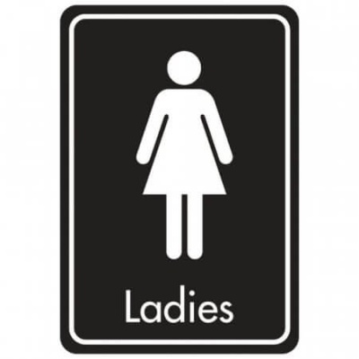 White on Black Ladies Toilet Signs