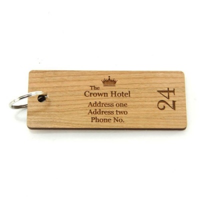 Key Fobs - Engraved Cherry Veneer Wood