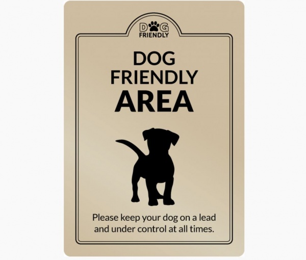 Dog Friendly Area Sign - Gold