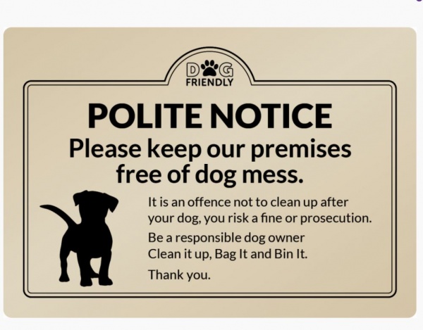 Keep Our Premises Free of Dog Mess Sign- Gold