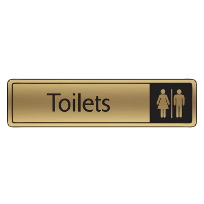 Brushed Gold Toilets Sign