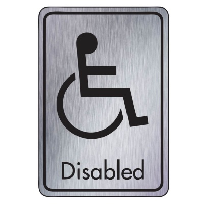 Brushed Silver Disabled Toilet Signs