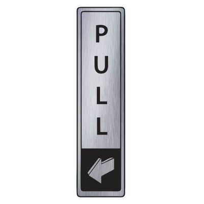 Brushed Silver Engraved Pull Signs