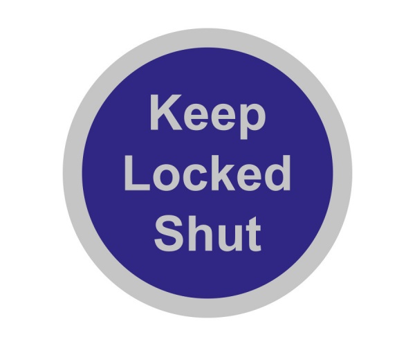 Fire Door Disc Signs - Keep Locked Shut