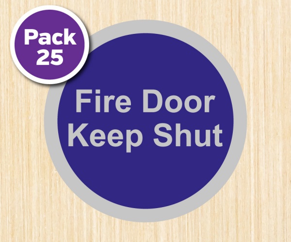 Fire Door Disc Signs - Fire Door Keep Shut - Pack of 25