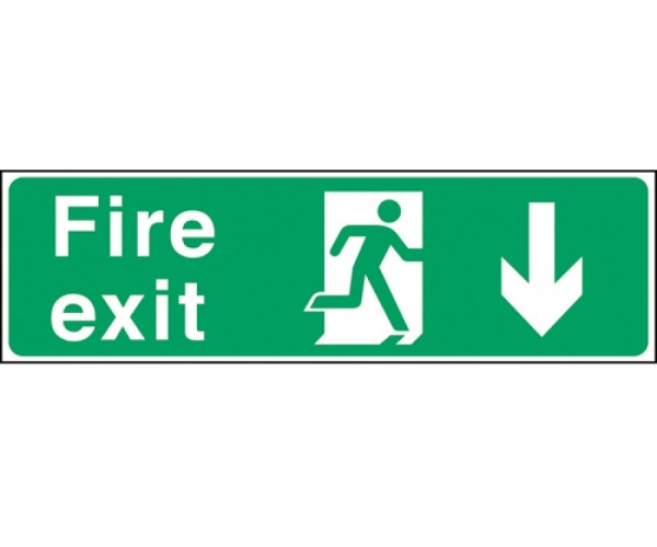 Semi-Rigid Plastic - Fire Exit Sign - Man with Down Arrow