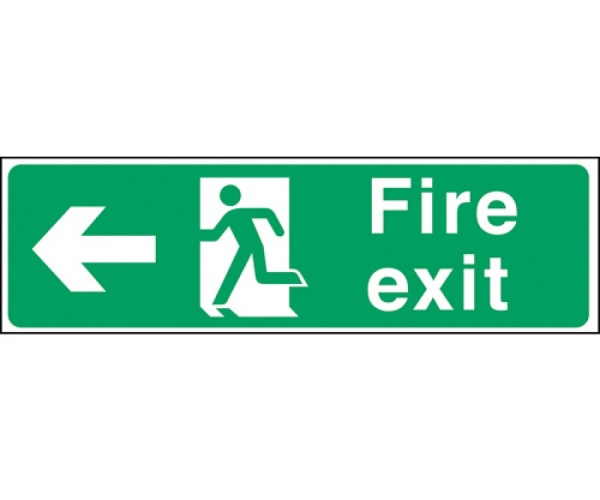 Photoluminescent - Fire Exit Sign - Man with Left Arrow