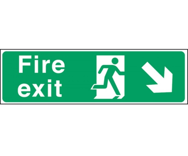 Semi-Rigid Plastic Fire Exit Sign - Man & Down Right Arrow