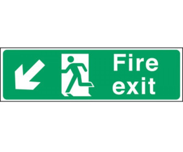 Semi-Rigid Plastic Fire Exit Sign - Man & Down Left Arrow