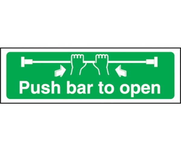 Self Adhesive - Push Bar To Open - Emergency Escape Sign