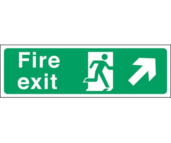 Self Adhesive - Fire Exit Sign - Man with Up Left Arrow