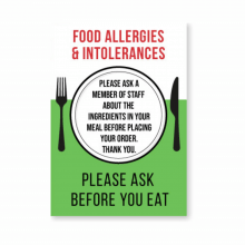 Food Allergies & Intolerances Notice - A4 - Full Colour