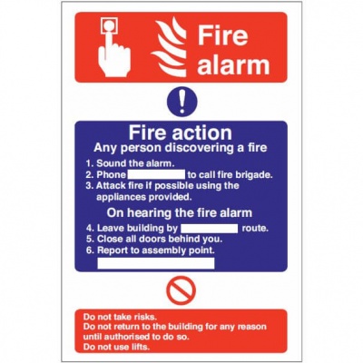 Self Adhesive Vinyl - Fire Alarm Action Sign