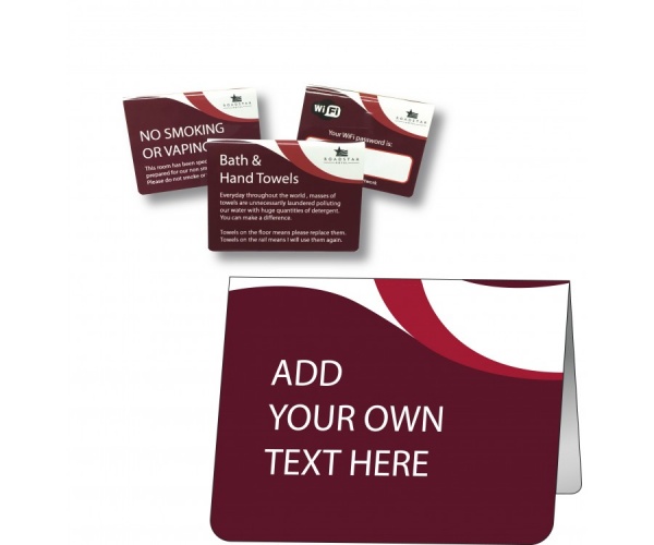 Guest Infomation Tent Signs - Add Your Own Artwork