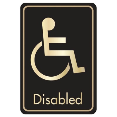 Black & Gold Disabled Toilet Signs