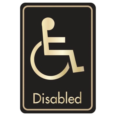 Black & Gold Disabled Toilet Printed Aluminium Signs
