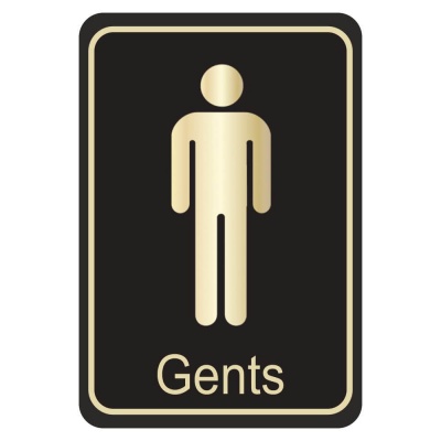 Black & Gold Gents Toilet Printed Aluminium Signs