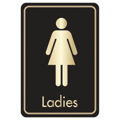Black & Gold Ladies Toilet Signs
