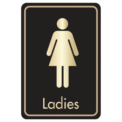 Black & Gold Ladies Toilet Printed Aluminium Signs