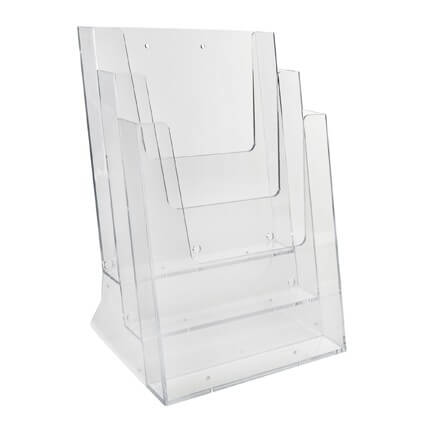 Acrylic Three Tiered Leaflet Holder A4 - Holds 210 x 297mm Leaflets