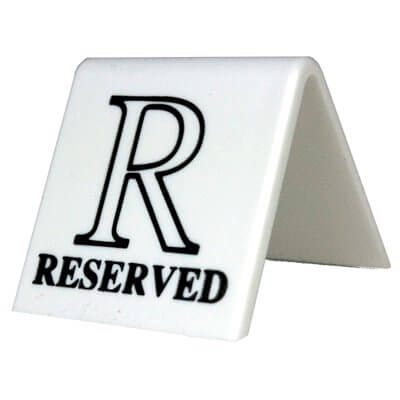 White Reserved Table Signs Small Set of 10