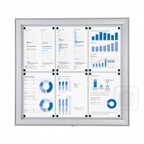 6 x A4 External Lockable Notice Board with Back Panel