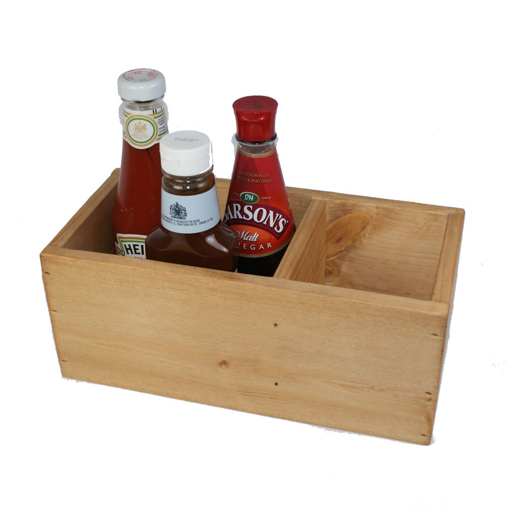 Wooden Condiment Box with Divider
