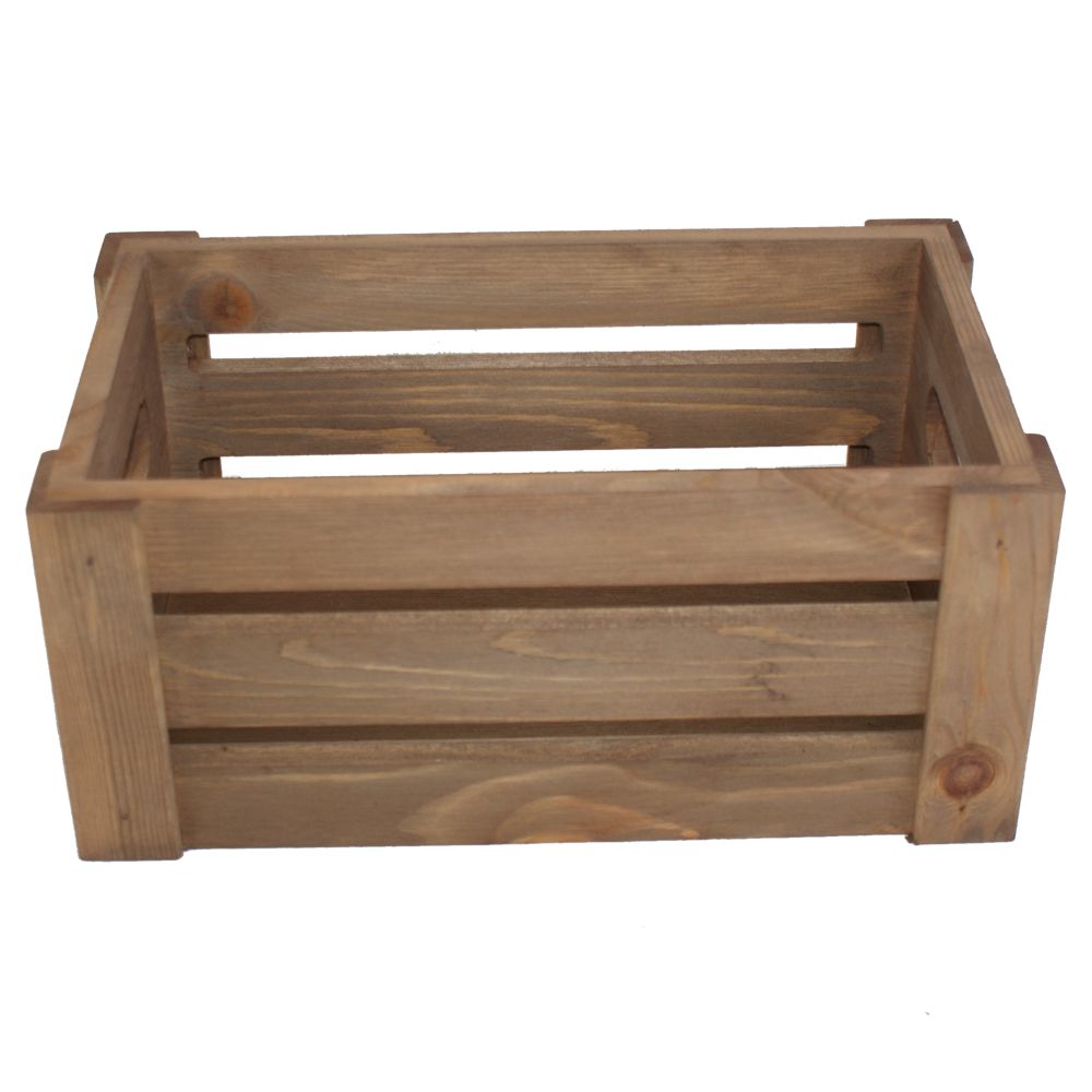 Small Slatted Rustic Display Crate Various Finishes - Braccio.co.uk