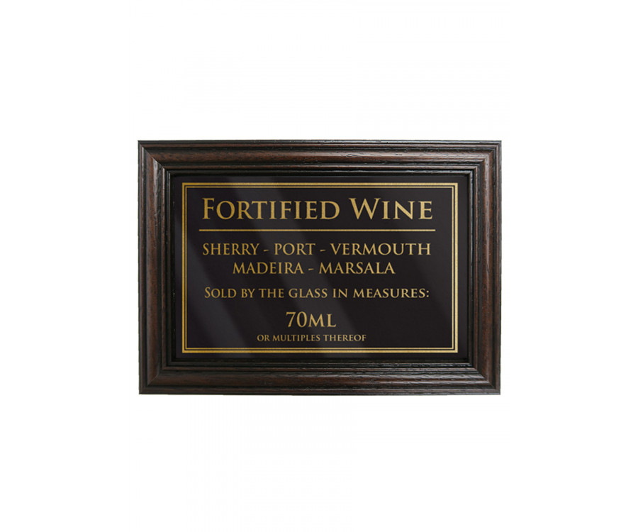 Mahogany Framed Bar Sign Fortified Wine 70ml