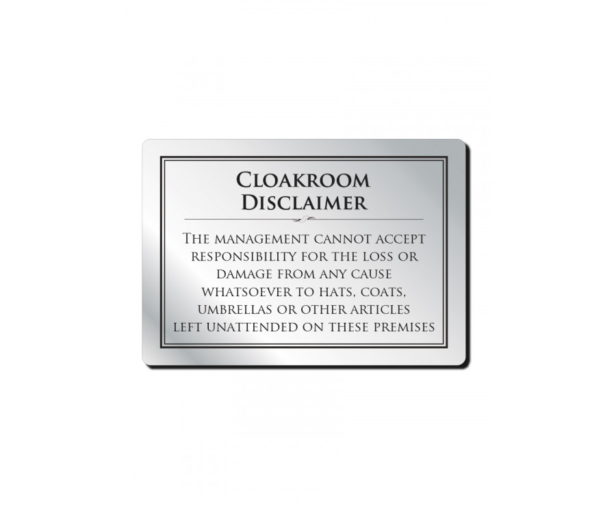 Cloakroom Disclaimer Notice (A5 - 210 x 148mm)