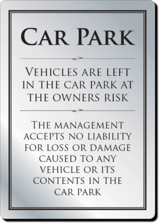 Car Park Disclaimer Sign (A4 - 297 x 210mm)