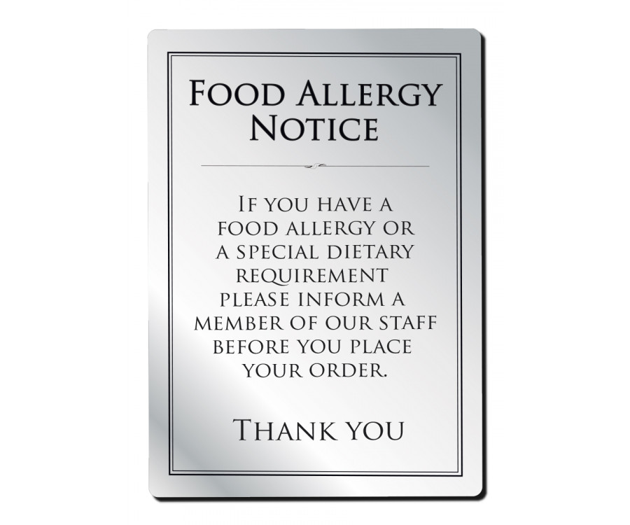 Food Allergy Notice Sign A4